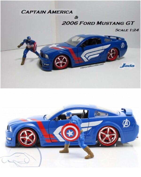 ماکت فلزی فورد Mustang GT به همراه فیگور فلزی کاپیتان امریکا - تصویر 6