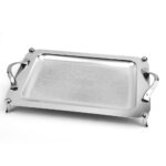 سینی استیل مستطیل پایه دار بزرگ کروم- B1168C